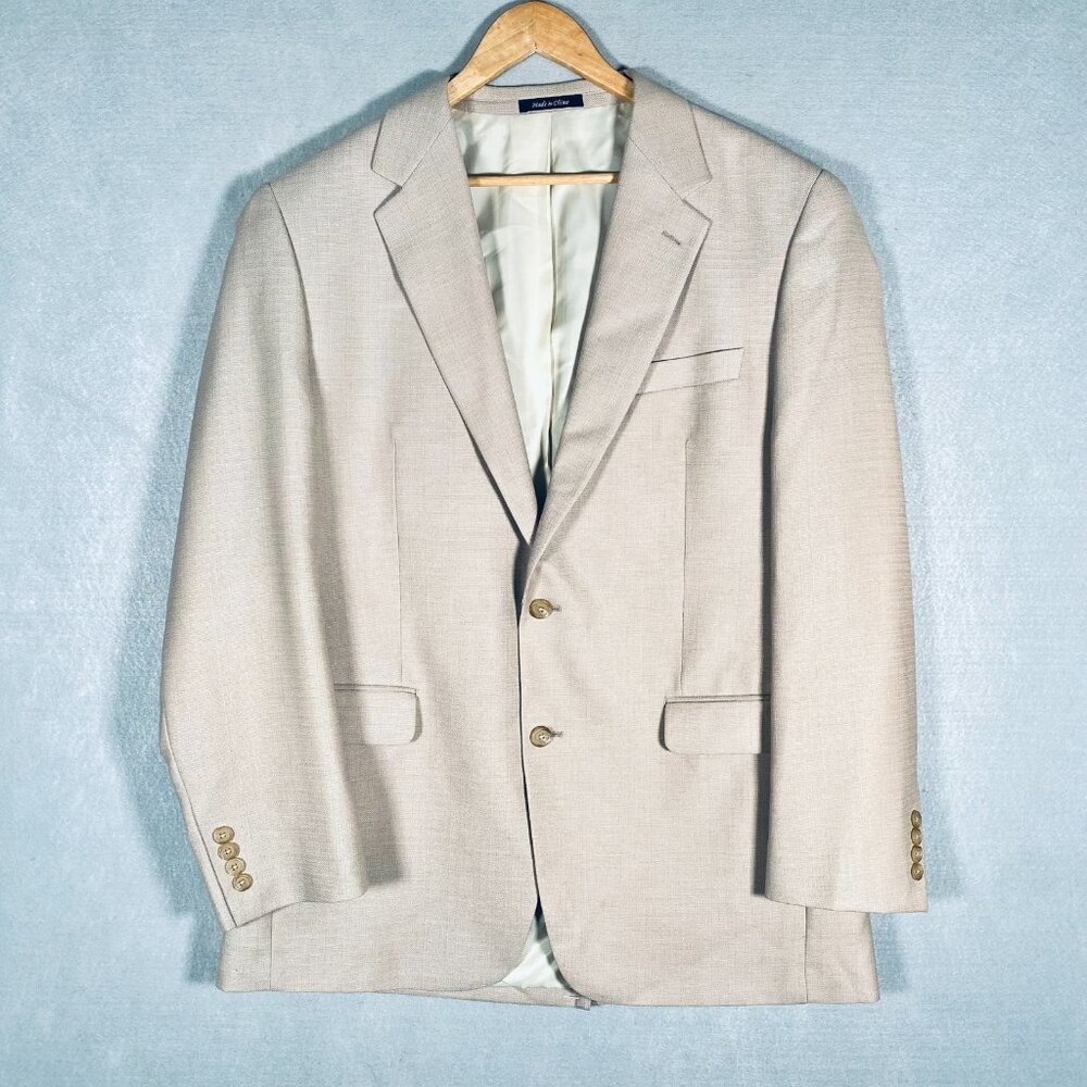 Lauren Ralph Lauren Blazer Mens 44L Beige Stretch Sport Coat Jacket Costal